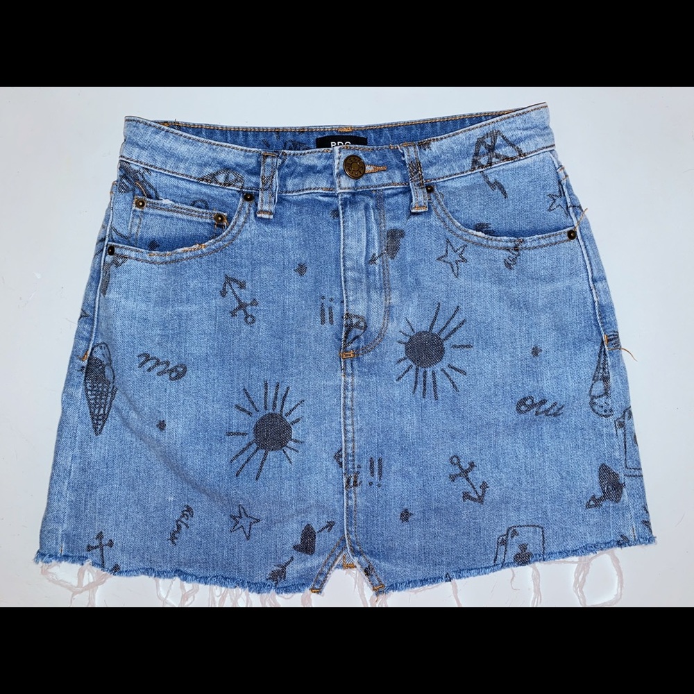 Doodle jean skirt